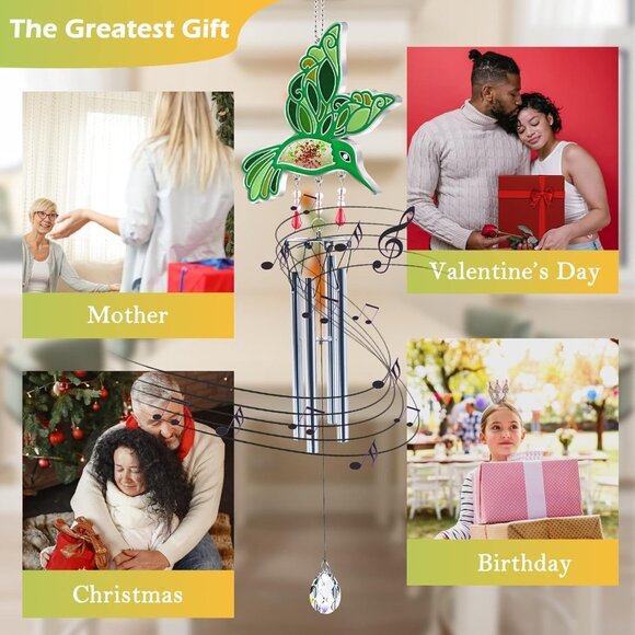 Hummingbird Suncatcher Wind Chime Pressed Real Embedded in Glass X003RBIV47 - Picture 6 of 7